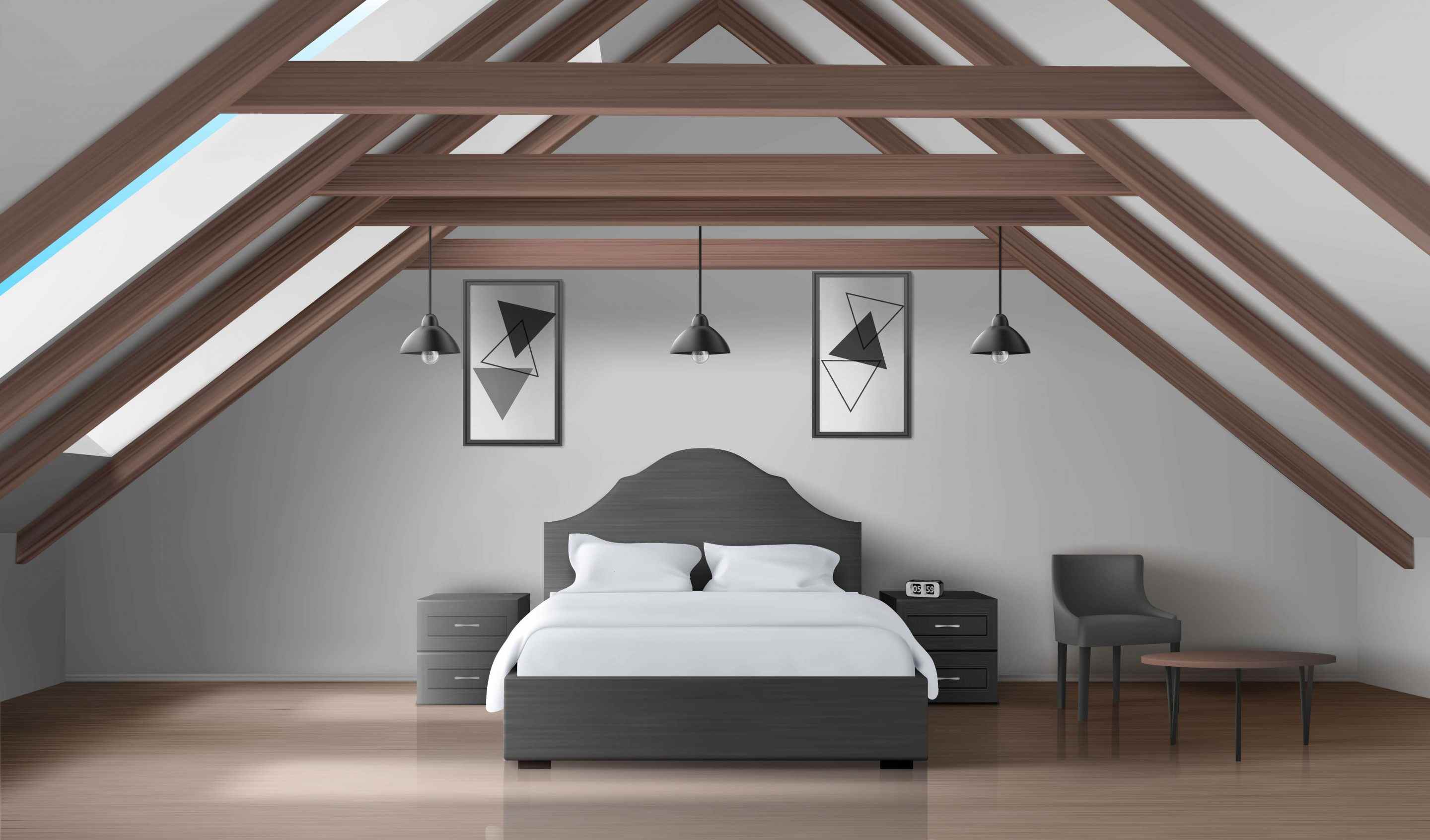 combles amenagé moderne et montage pour une suite parentale