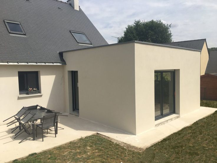 extension de maison horizontale complete avec fenêtre et crépi beige à saint rémy lès chevreuse